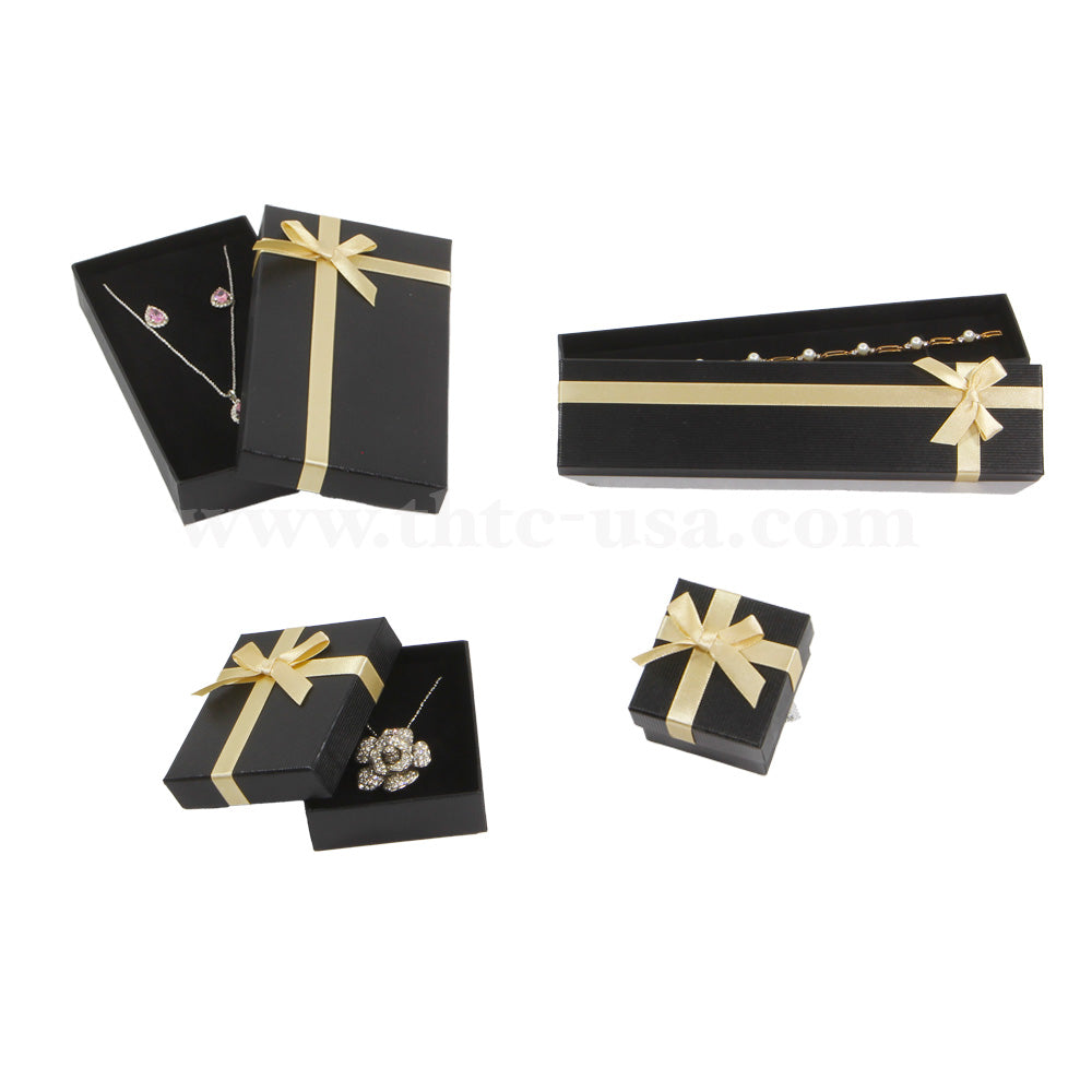HE3R-P29 ~ HE6C-P29 Black Pinstripe with Gold Bow Tie Gift Box